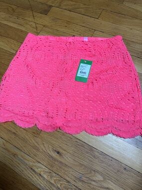 Lilly Pulitzer Neon Pink Crochet Lace Mini Skirt